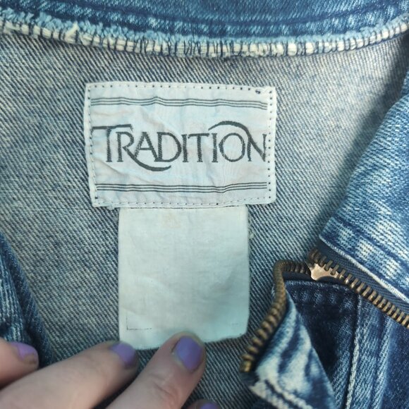 Vintage Tradition 80's Denim Bomber Jacket Jean Jacket - Picture 4 of 7
